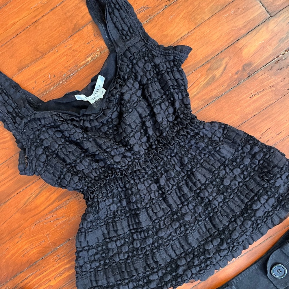Max Studio Black Textured Top - Picture 2 of 4